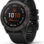 Garmin GM-010-02157-55 Fenix 6X Pro Solar DLC Watch with Band, Titanium Carbon Gray/Black